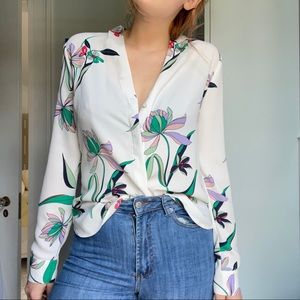 Halogen Floral Long Sleeve Button Down